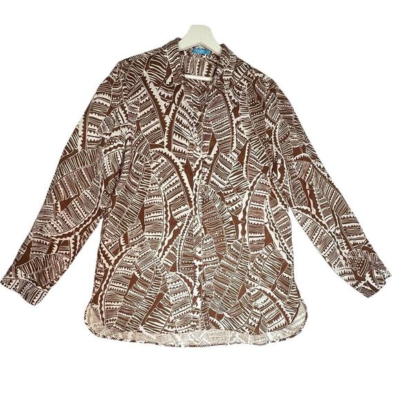 J. McLaughlin 100% Linen Button Front Blouse Shirt Top Size L Casual Work - Picture 2 of 9